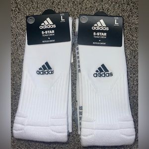 ADIDAS white 5-star Team Crew athletic socks